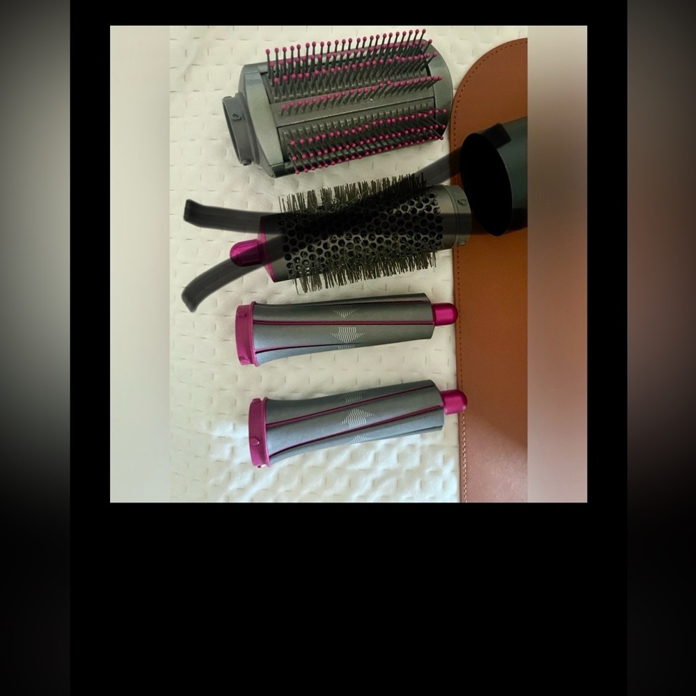 Dyson airwrap attachments + leather box